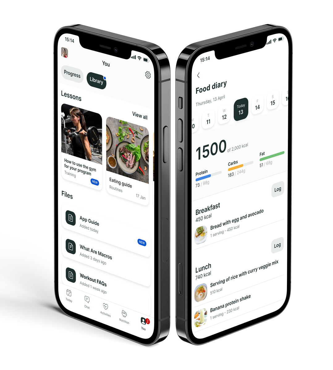 A mockup of the coaching app showcasing the features.
